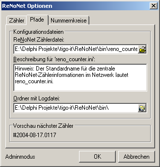 ReNoNet Add-In Screenshot - Optionen